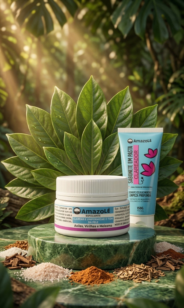 Kit AMAZOLÉ Esfoliante e Sabonete Clareador